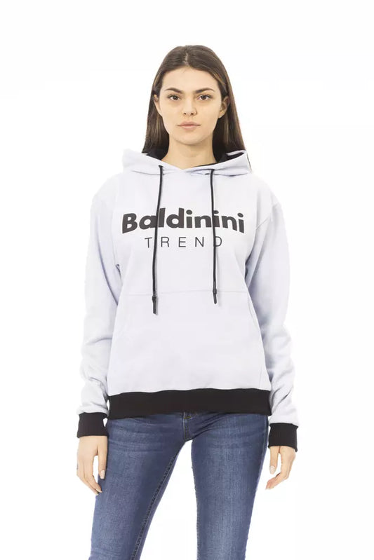 Chic White Cotton Fleece Hoodie with Front Logo