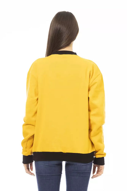 Chic Yellow Cotton Fleece Hoodie with Logo