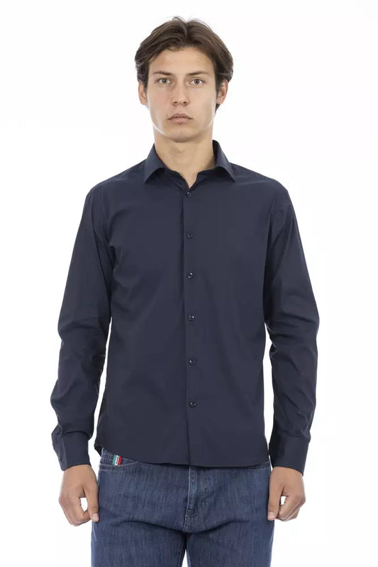 Sleek Blue Slim-Fit Designer Shirt
