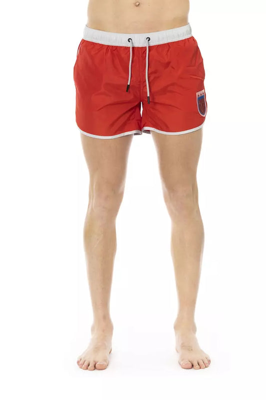 Vibrant Red Swim Shorts with Front Print