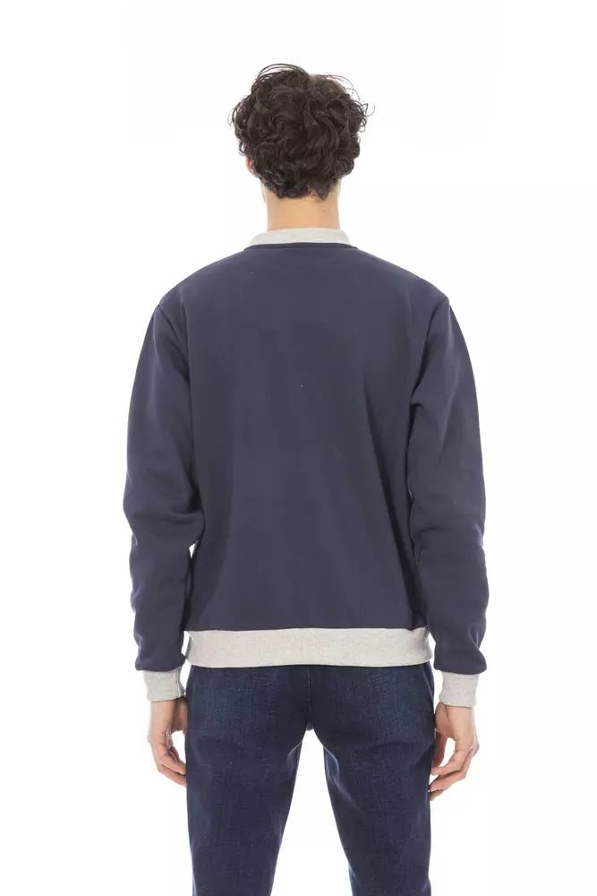 Elegant Blue Long Sleeve Sweatshirt