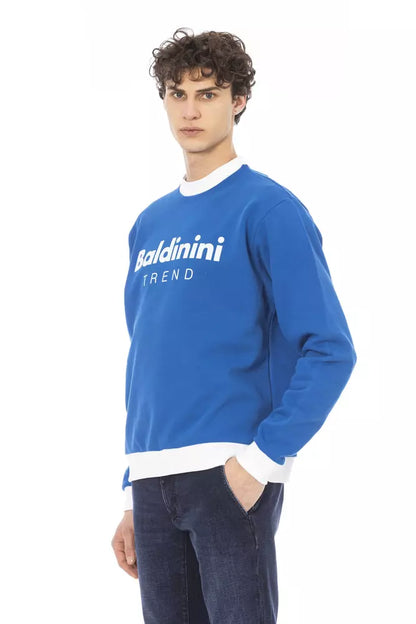 Elegant Blue Cotton Long-Sleeve Sweatshirt