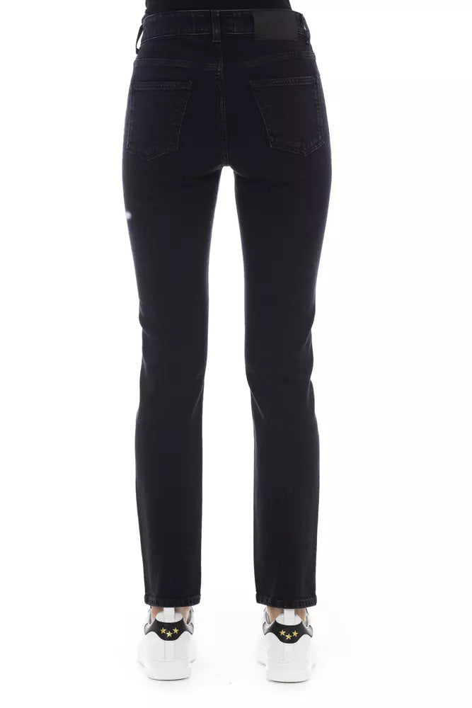 Trendy Tricolor Accent Black Jeans