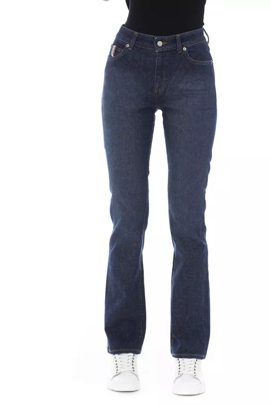 Tricolor Pocket Regular Jeans With Chic Detailing