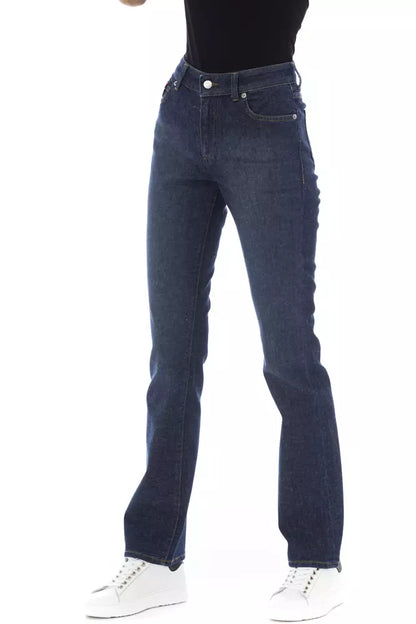 Tricolor Pocket Regular Jeans With Chic Detailing
