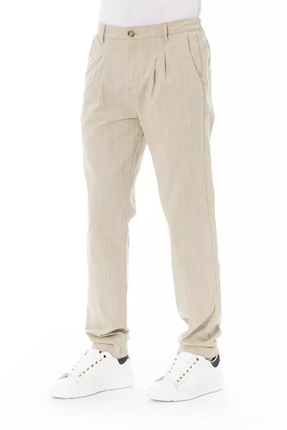Elegant Beige Cotton Chino Trousers