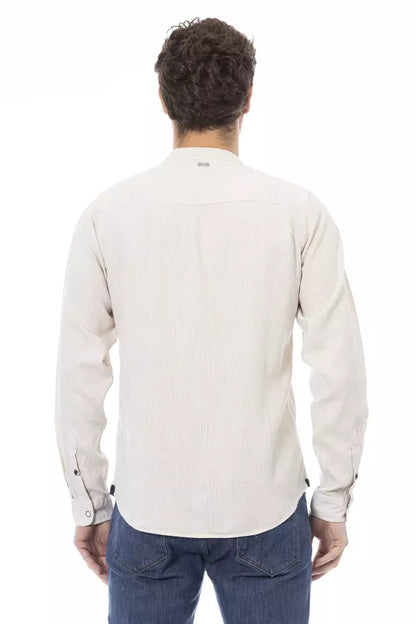 Chic Mandarin Collar White Shirt for Men