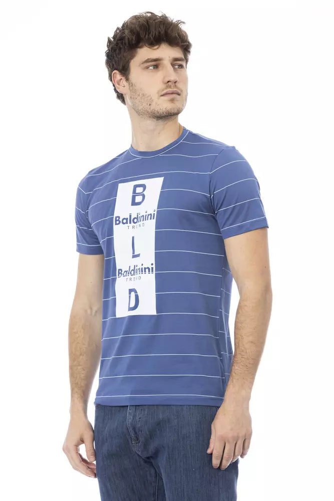 Chic Blue Cotton Tee with Front Print
