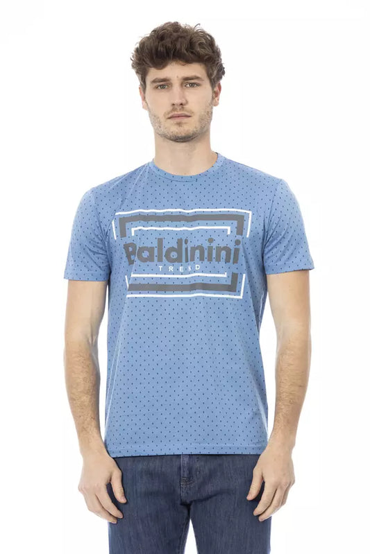 Chic Light Blue Cotton Tee with Front Print