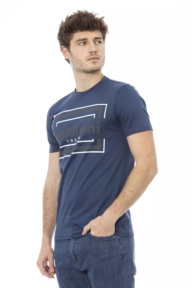 Chic Blue Cotton Tee with Signature Front Print