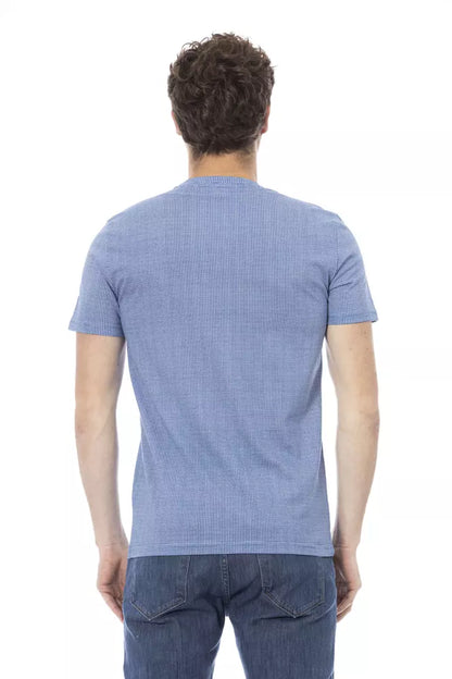 Elevated Casual Light Blue Tee with Front Print