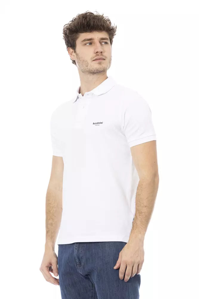 Chic White Embroidered Polo with Short Sleeves