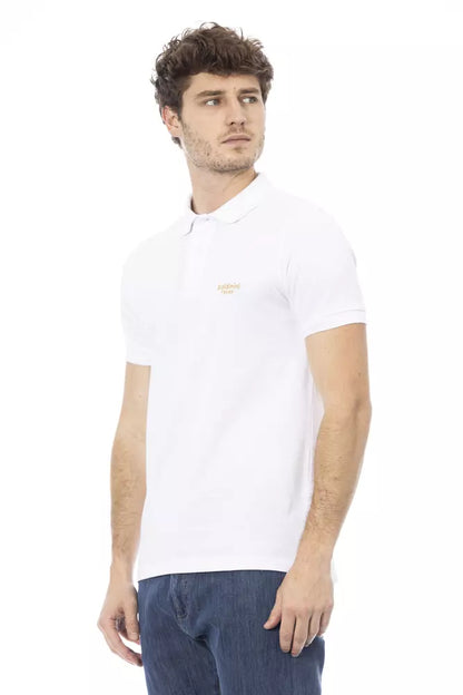 Elegant White Cotton Polo with Chic Embroidery