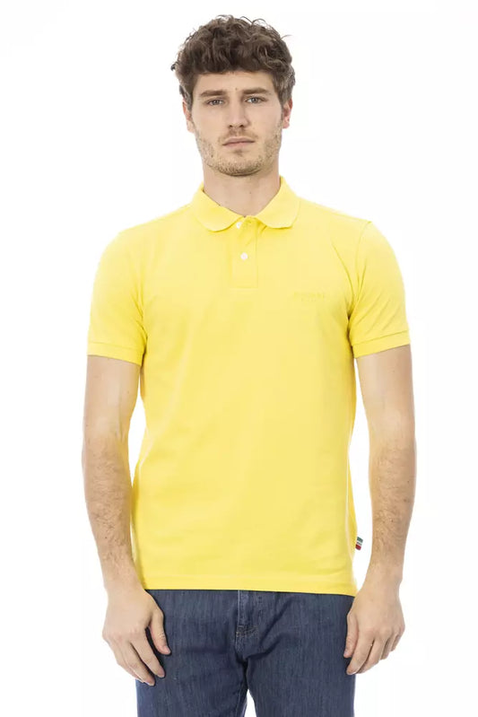 Sunshine Yellow Cotton Polo with Chic Embroidery