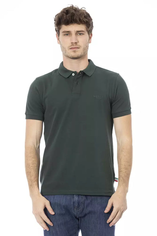Chic Embroidered Cotton Polo Shirt in Green