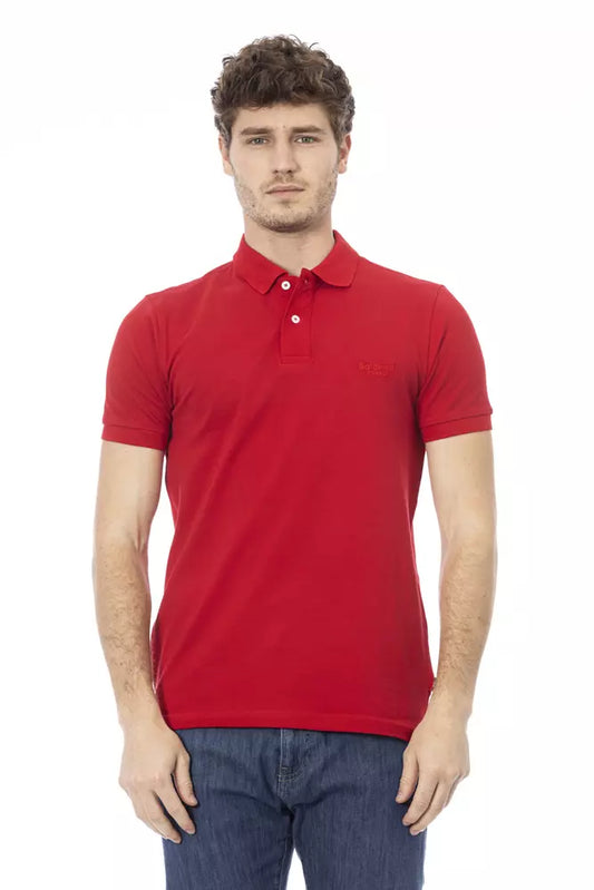 Elegant Embroidered Red Polo Shirt