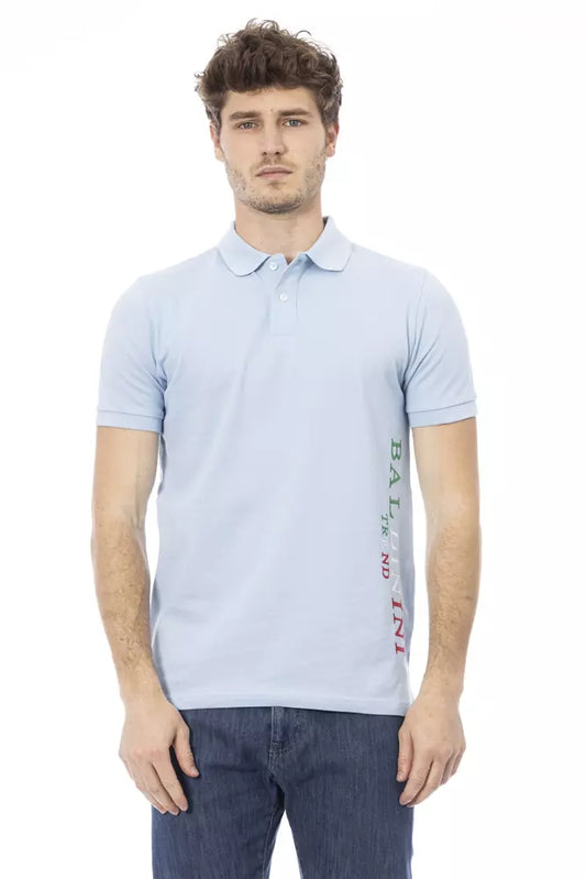 Chic Light Blue Embroidered Polo Shirt