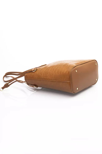 Chic Golden Detail Brown Shoulder Bag