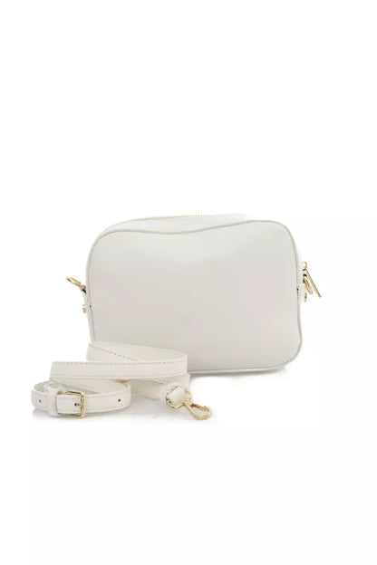 Elegant Golden-Detailed White Shoulder Bag