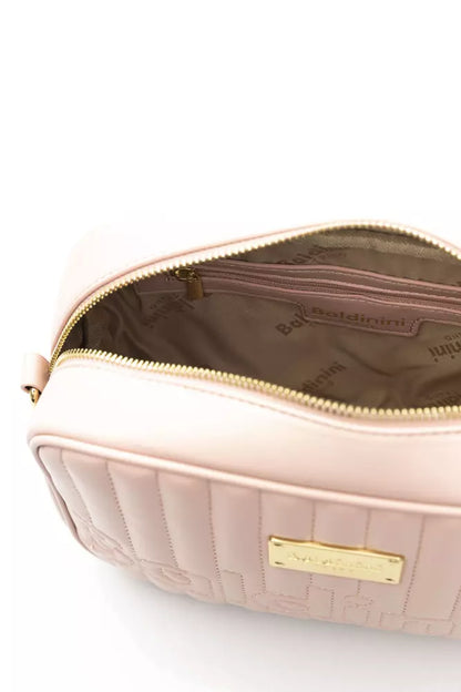 Elegant Pink Shoulder Bag with Golden Accents