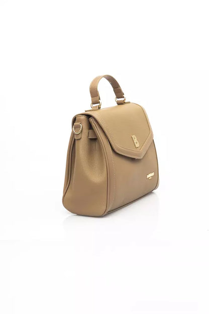 Elegant Beige Shoulder Bag with Golden Details