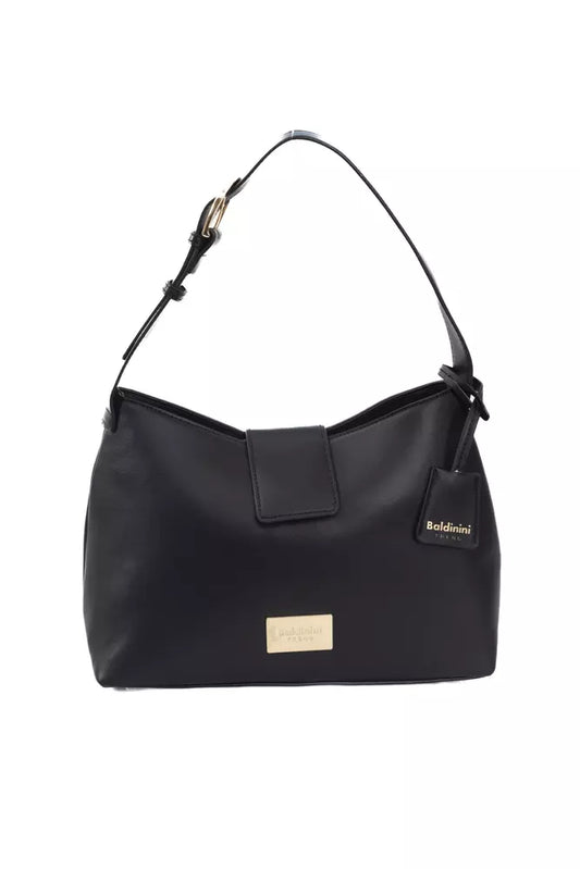 Chic Black Golden-Detailed Designer Handbag
