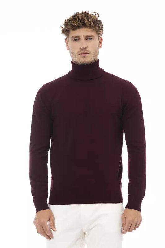 Elegant Burgundy Turtleneck Sweater for Men