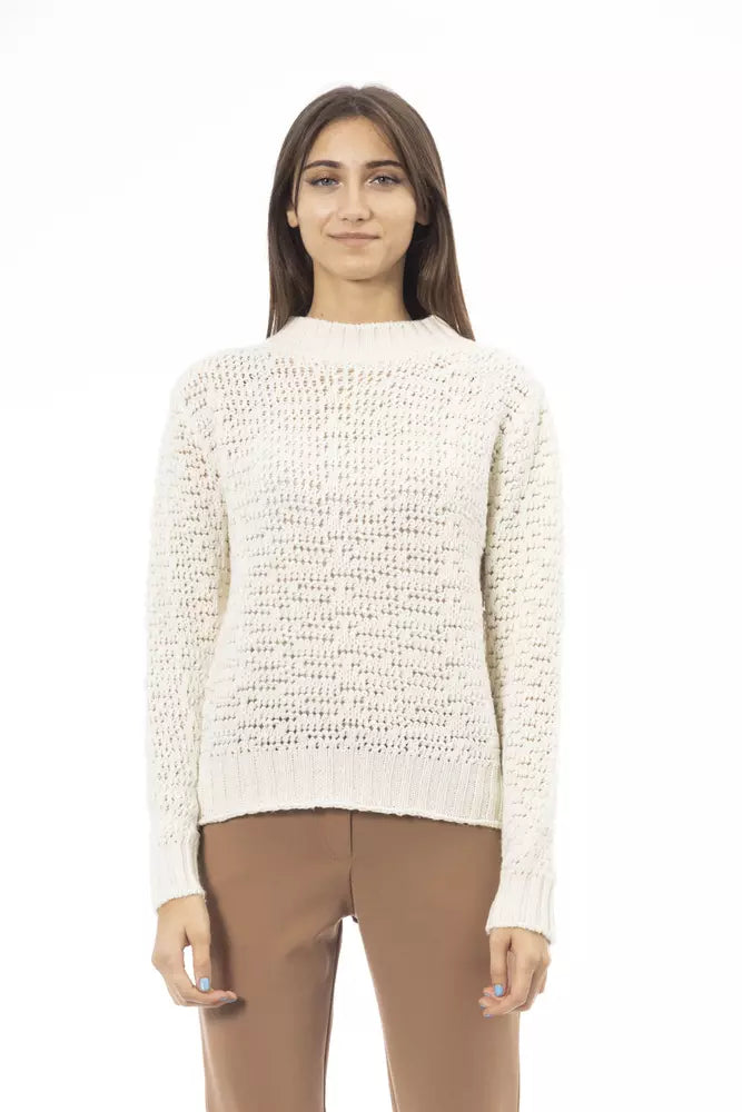 Elegant Mock Neck Ivory Sweater