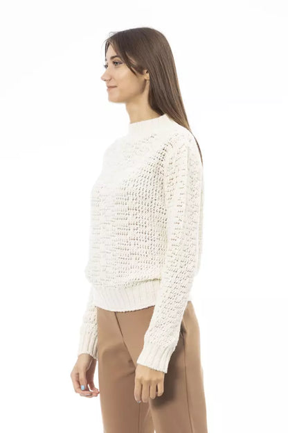 Elegant Mock Neck Ivory Sweater