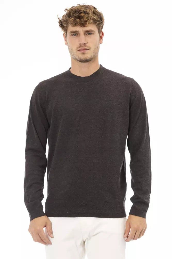Elegant Brown Crewneck Sweater for Men