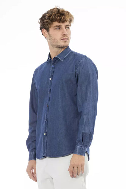 Italian Slim Fit Men's Blue Shirt