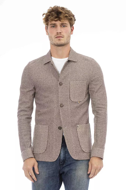 Elegant Beige Fabric Jacket for Men