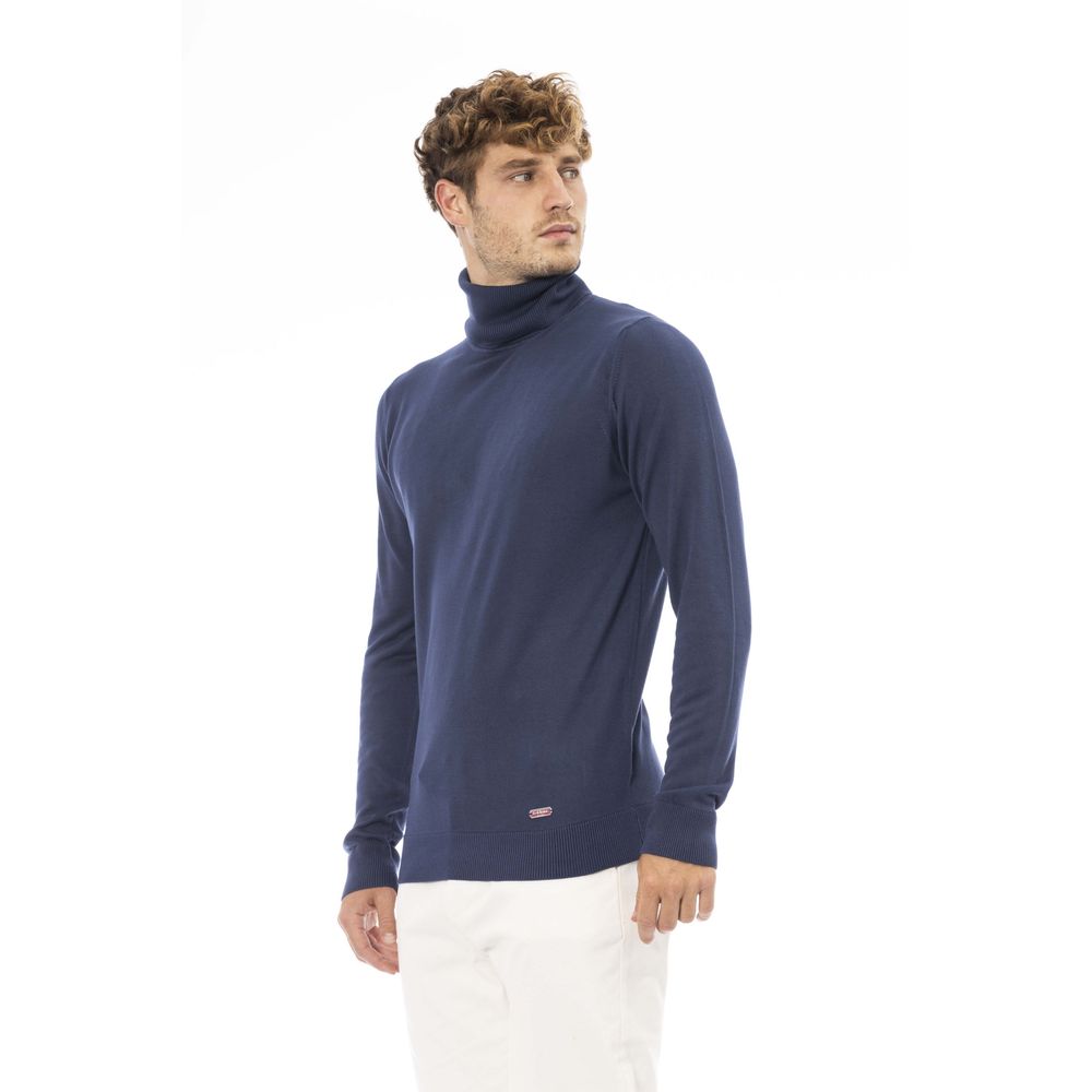 Chic Turtleneck Sweater in Blue - Modal & Cashmere Blend