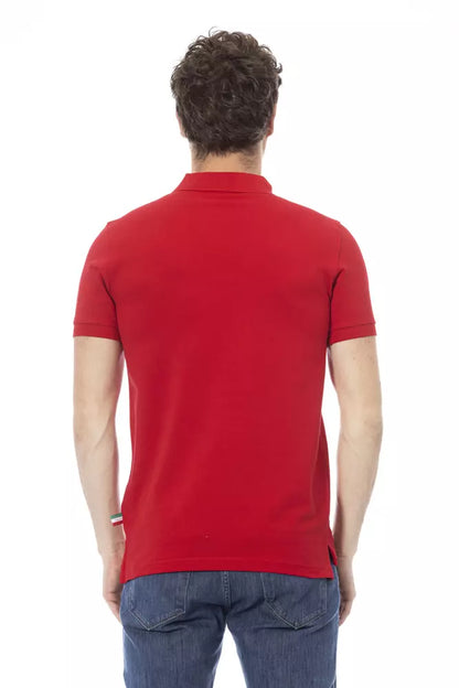 Elegant Red Cotton Polo with Chic Embroidery