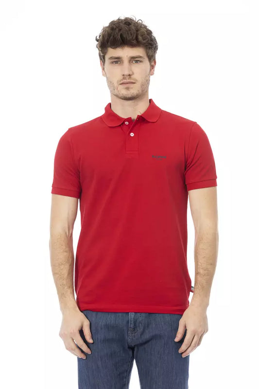 Elegant Red Cotton Polo with Chic Embroidery