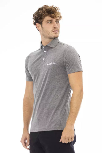 Refined Gray Cotton Polo with Embroidered Logo