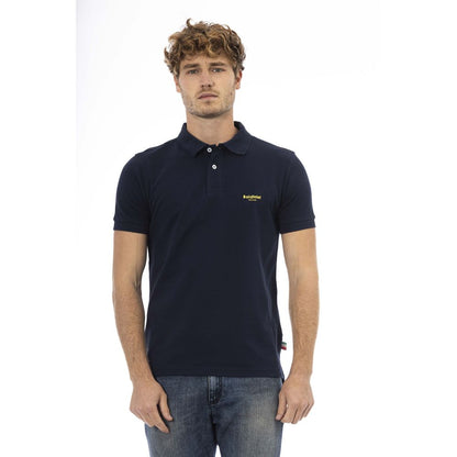 Chic Classic Blue Polo with Front Embroidery