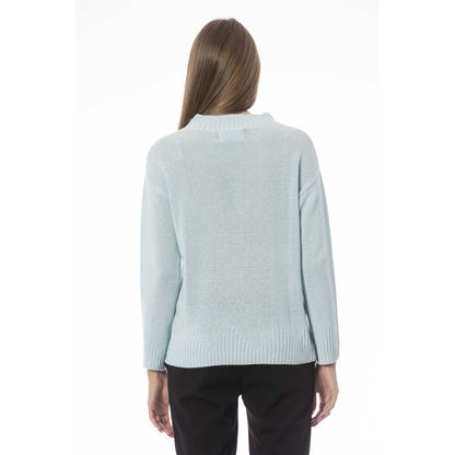 Elegant Light Blue Volcano Neck Sweater