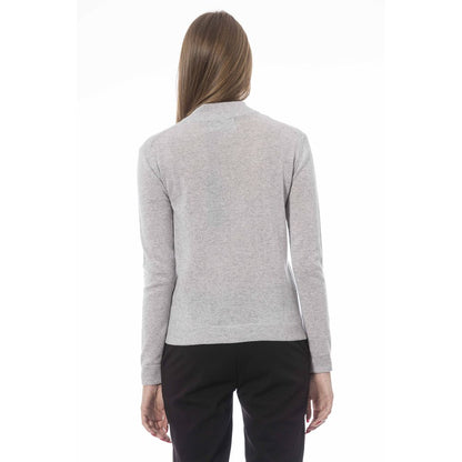 Elegant Gray Cashmere Blend Turtleneck Sweater