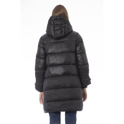 Chic Long Down Jacket with Monogram Detail