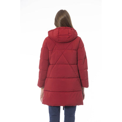Elegant Red Long Down Jacket for Women