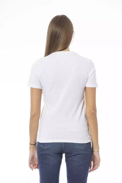 Chic White Cotton Tee with Signature Detail