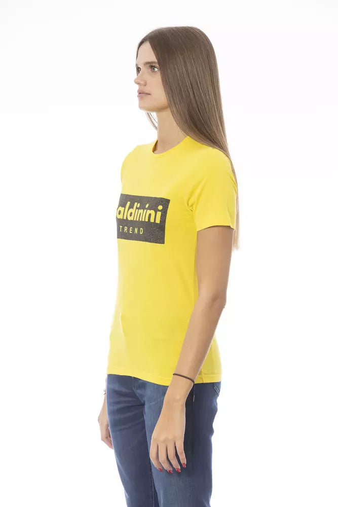 Sunshine Yellow Crew Neck Tee with Designer Print