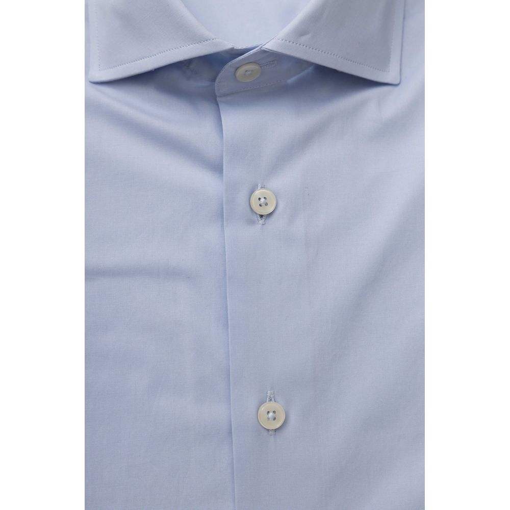 Elegant Light Blue Slim Fit Shirt with French Collar