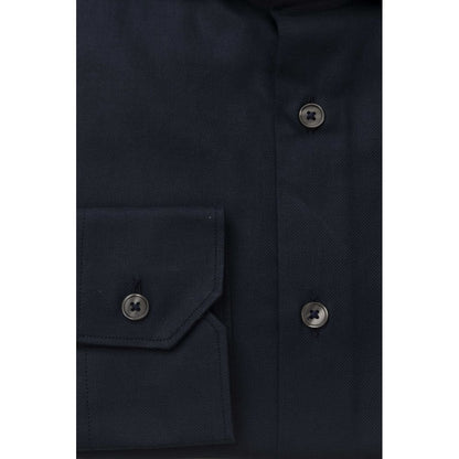 Elegant Blue Cotton French Collar Shirt