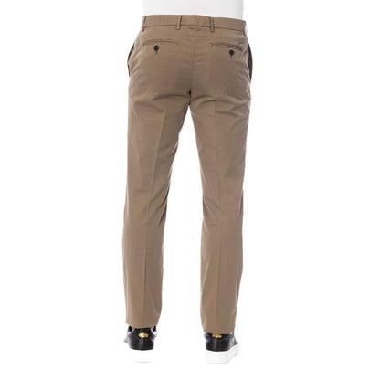 Elegant Cotton Trousers in Classic Brown