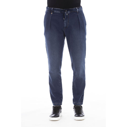 Sleek Blue Denim Jeans with Logo Detail