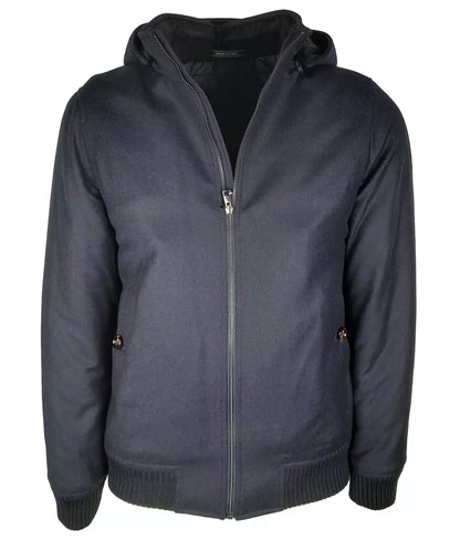 Elegant Wool-Cashmere Men's Jacket with Hood