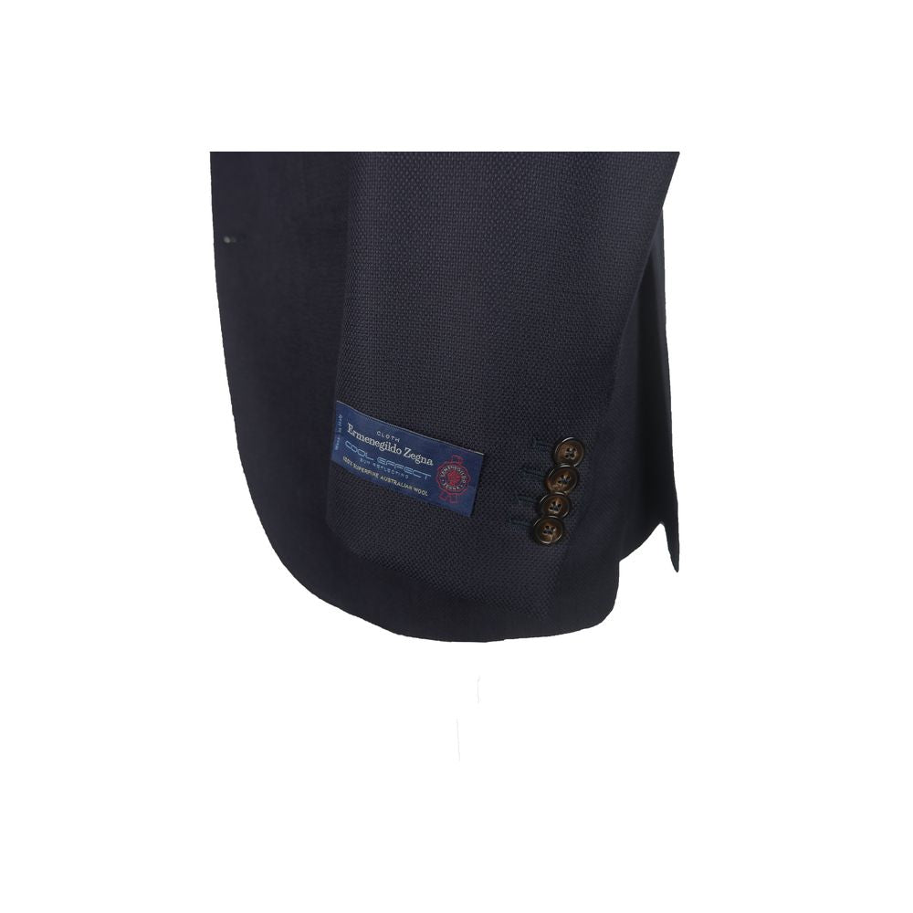 Elegant Dark Blue Italian Wool Jacket