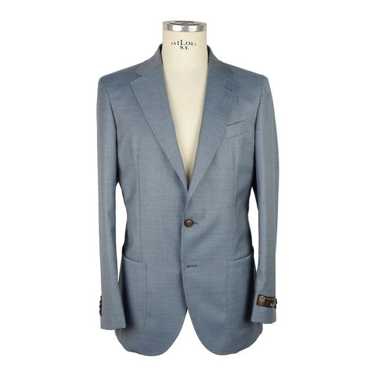 Elegant Summer Men's Light Blue Wool Jacket